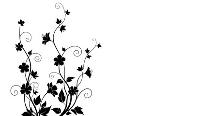 Black floral vine silhouette with leaves and flowers