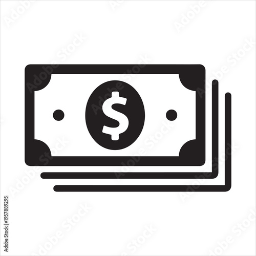 A stack of cash money or dollar bills flat vector icon for financial apps and websites