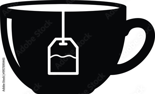 Vector tea cup icon with infuser strainer seo vector graphic