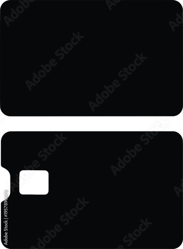 Vector graphics illustration of a sim card outline in black and white colors