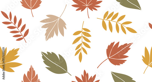 Autumn leaves set with colorful fall foliage elements, decorative seasonal leaf collection for nature themed vector illustration design