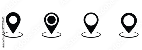 Location pin icon. Map pin place marker. Location icon. Map marker pointer icon set. GPS location symbol collection. Flat style - stock vector.