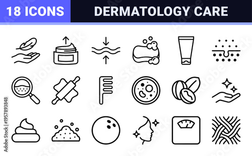 Dermatology Skin Care Product Labels and Cosmetic Properties Minimalist Monoline Geometric Line Art for Packaging Design and E-commerce