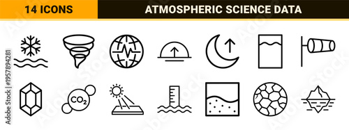 Extreme Minimalist Weather and Climate Monitoring Icon Set featuring Ultra-Fine Geometric Outlines for Professional Meteorological Forecasting UI.
