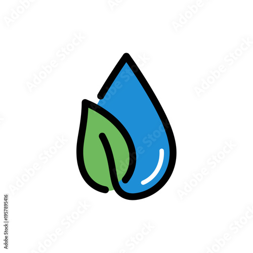 Water drop and green leaf eco symbol icon