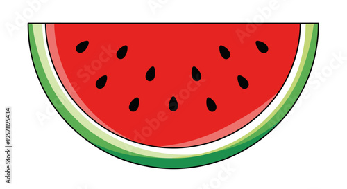 Watermelon slice with seeds and green rind illustration