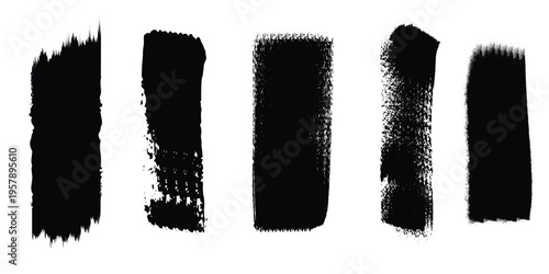 Silhouette of various paint strokes on white background
