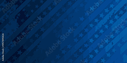 Abstract blue background with diagonal stripes and scattered stars