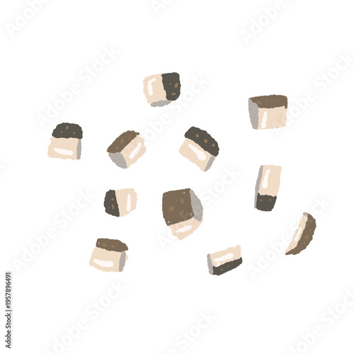 Diced Minced Shiitake Mushroom Illustration