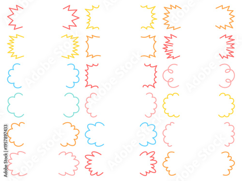 カラフルなトゲトゲと雲型の両サイド線フレームセット