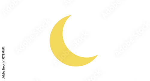 Yellow crescent moon on white background with black bars