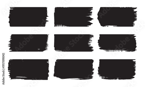 Brush banners silhouette black brushstroke banners for design
