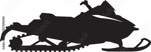 Silhouette snowmobile on white background. black icon drawing vector
