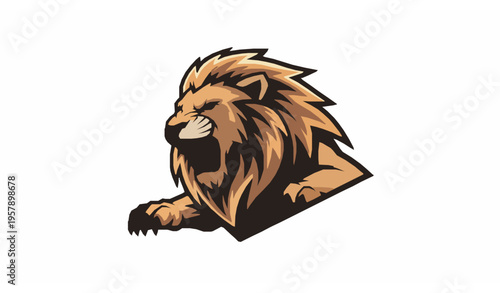 Esports king lion mascot logo vector with aggressive roaring design for sports team branding