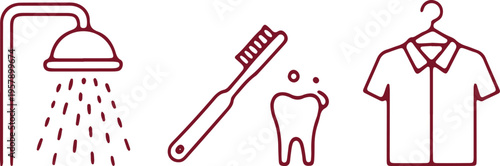 Daily personal hygiene and grooming routine icons