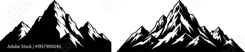 Mountain Peak Silhouette and Illustration Vector Set