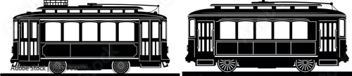Vintage Tram and Streetcar Silhouette Vector Set