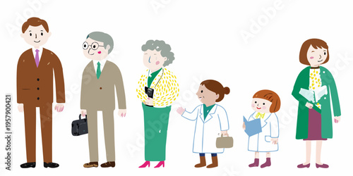 A diverse group of people including children and seniors are illustrated