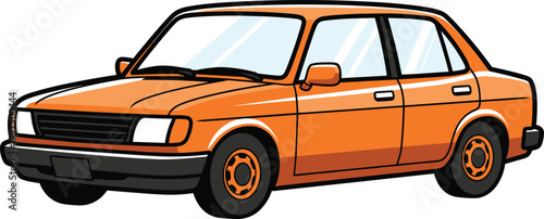 Orange retro car vector illustration of vintage sedan vehicle isolated on transparent background car