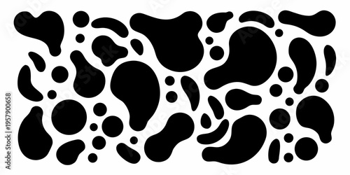 Abstract black and white pattern of irregular organic shapes