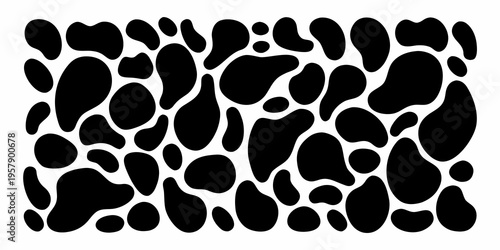 Abstract pattern of irregular black shapes on a white background