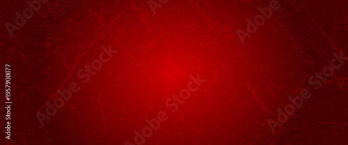 Abstract gradient red grunge wall texture with cracked and speckled patterns. Dark maroon borders, bright crimson center. Distressed vintage concrete or paper backdrop. Ideal for dramatic designs,