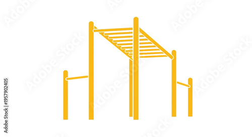 Yellow monkey bars outdoor fitness equipment icon on white