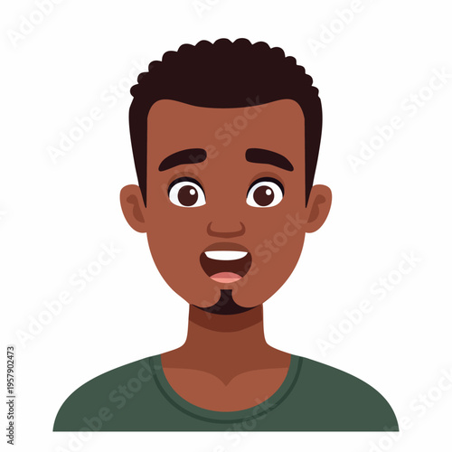 Young Black man with surprised expression cartoon illustration