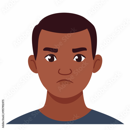 Young Black man with sad expression looking forward