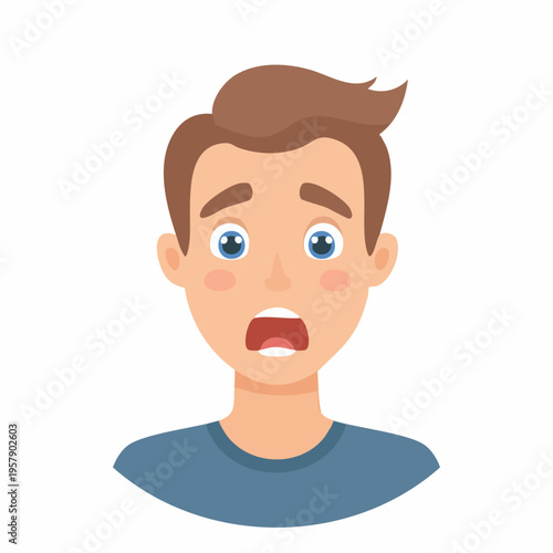 Young man with a shocked face and wide open mouth