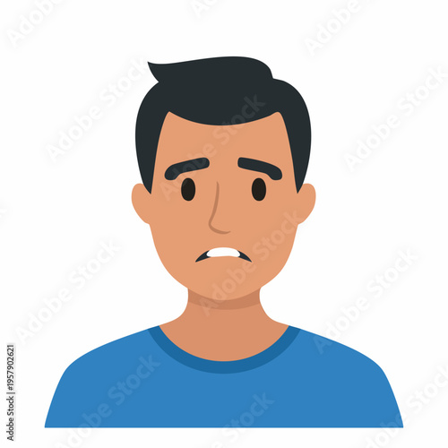 Young man with worried and sad facial expression