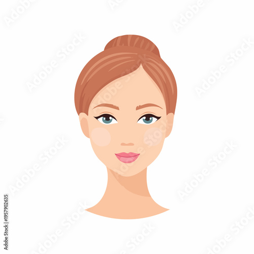 Young woman portrait with clean skin and neat hair bun