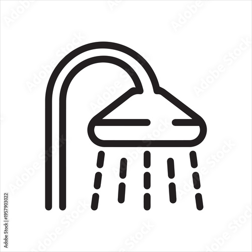 Shower head linear icon. Bathroom outline symbol. Pictogram for printed catalogs, sites, applications. Vector illustration isolated.