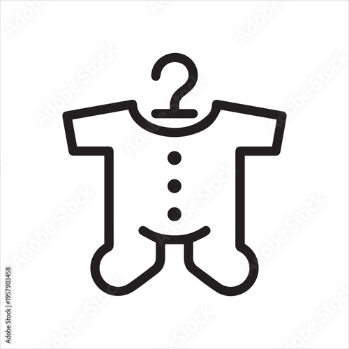 Thin Outline Icon Cute Baby Clothing on Trempel. Such Line Sign as Fashion Children Clothes. Vector Isolated Custom Pictogram for Web and App on White Background Editable Stroke.