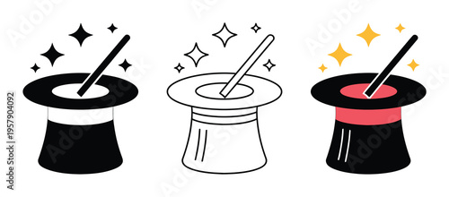 Magic Hat Vector Illustration with Sparkles