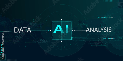 Artificial intelligence concept with data analysis visualization and technological network