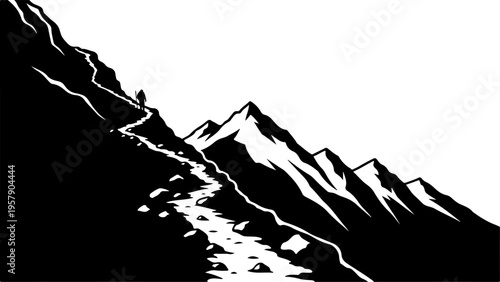 Black silhouette of mountain range vector illustration