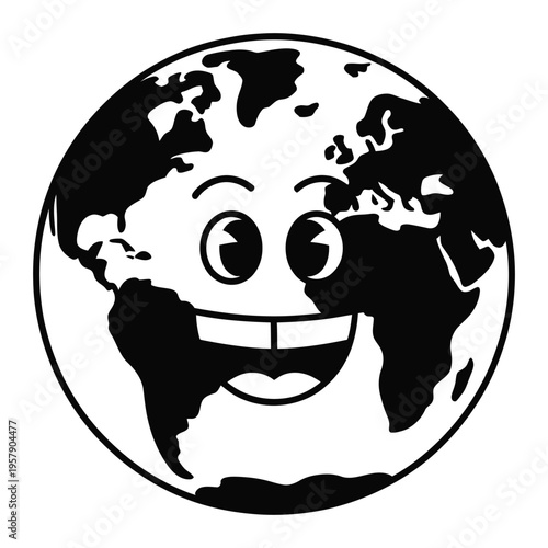 Smiling Earth Globe Vector Illustration