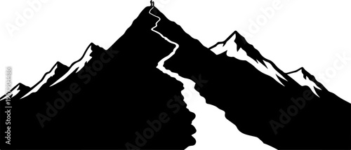 Black mountain range silhouette vector