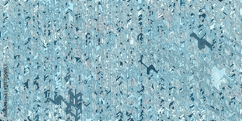 Abstract geometric pattern with repeating shapes and a dark void