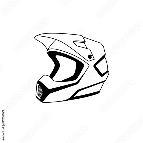 hand drawn adventure motorcycle helmet line art vector illustration