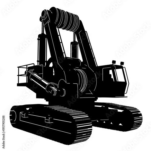 Pipe-Lay Vessel Tensioner Silhouette, Ship Deck Machinery for Offshore Construction and Subsea Engineering