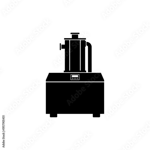 Commercial Humidifier Silhouette: Heavy Duty Industrial Steam Generator, HVAC Climate Control and Air Moisture Management Icon.