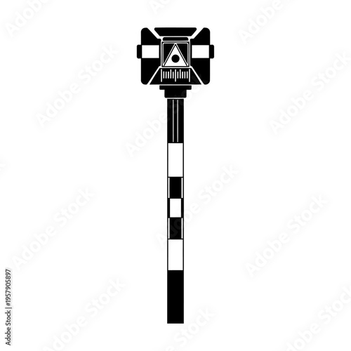 Prism Pole Silhouette, Tall Ranging Rod with Reflector for Land Surveying Precision and Topographic Mapping