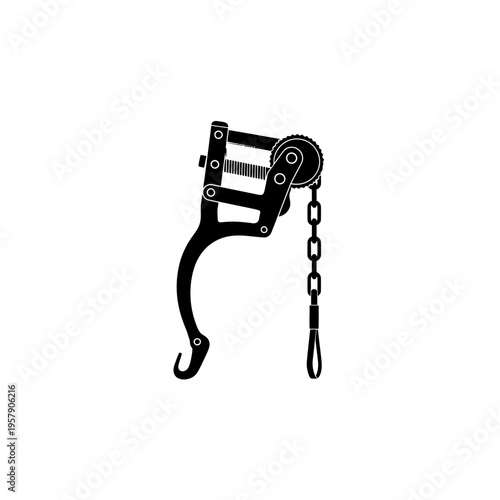 Calf Puller Machine Silhouette: Heavy Duty Veterinary Birthing Assistance Tool, Livestock Farming and Agriculture Equipment Icon.