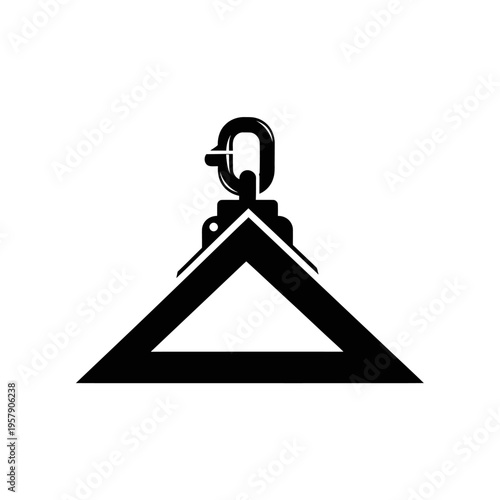 Roof Anchor Point Silhouette, Fixed Metal Safety Loop for Fall Protection and High Altitude Construction