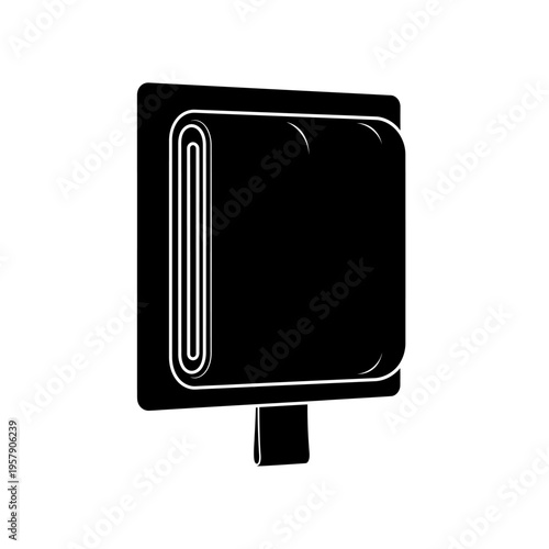 Fire Blanket Silhouette: Wall Mounted Emergency Safety Pouch, Kitchen and Industrial Fire Suppression Equipment Icon.