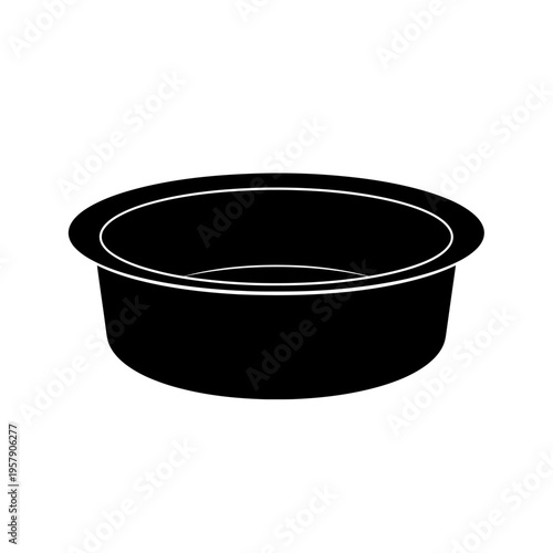 Commercial Soup Warmer Silhouette: Round Countertop Insert Pot, Professional Buffet and Catering Food Service Equipment Vector Icon.