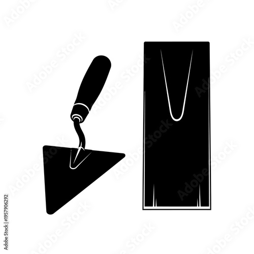 Masonry Trowel Silhouette for Flat Metal Blades and Archaeological Digging Excavation