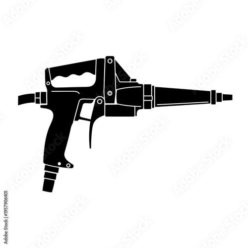 Underwater Paint Sprayer Silhouette: Subsea Coating Tool Vector for Ship Hull Maintenance and Marine Engineering